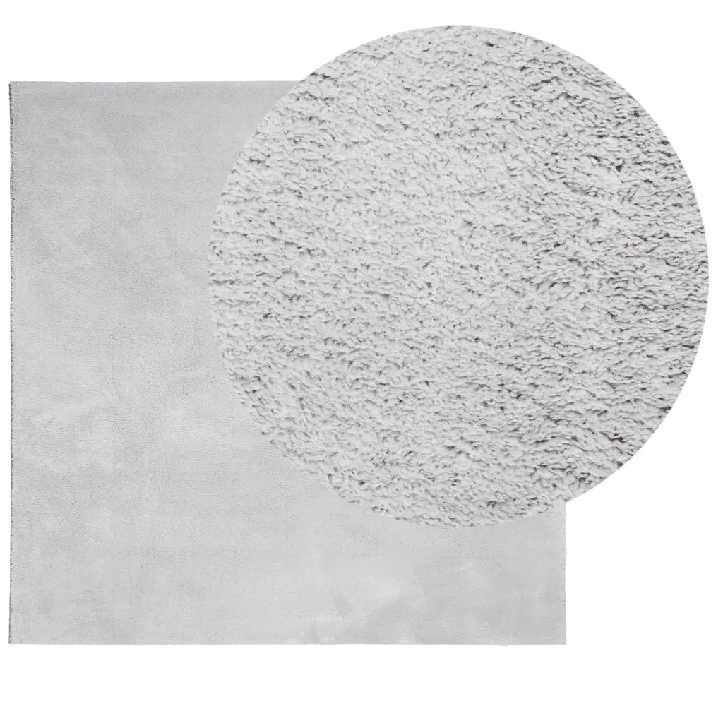 Tappeto a Pelo Corto HUARTE Morbido e Lavabile Grigio 160x160cm 375078