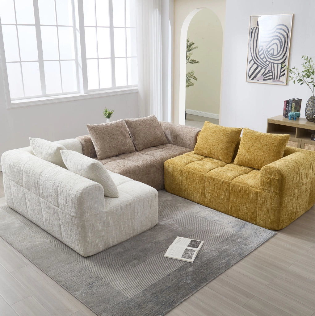 Divano con chaise longue 250x158x60 cm; senza installazione; con cuscini sfoderabili in chenille kaki