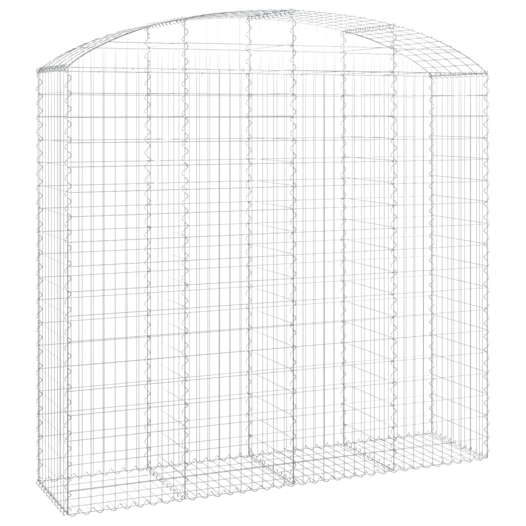 Gabbione recinto a gabbia muro di contenimento ad arco 200 x 50 x 180/200 cm ferro zincato argento 02_0040033