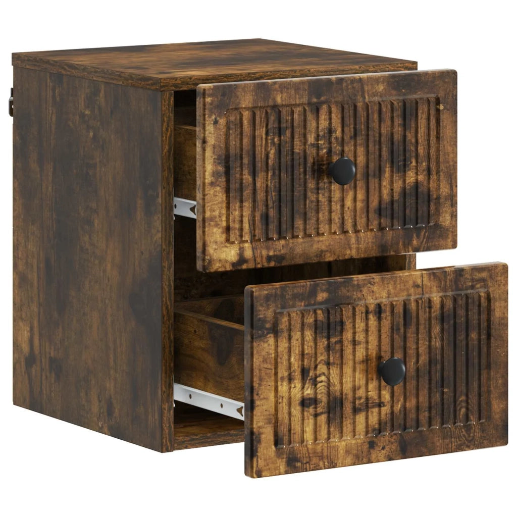 Mobiletto da notte a muro 2 pcs Rovere Fumo 33 x 34,5 x 40 cm 897966