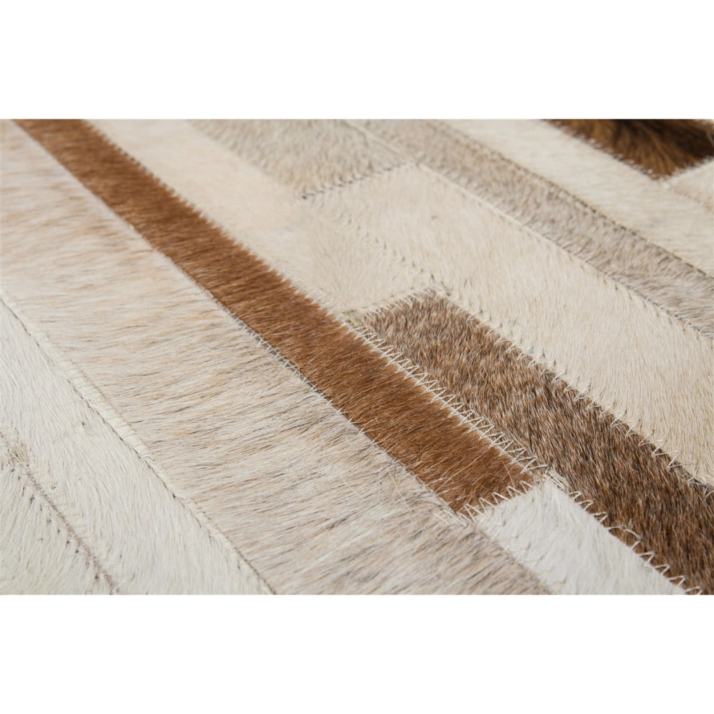 Tappeto patchwork in pelle Eclipse Crema 80x150 cm