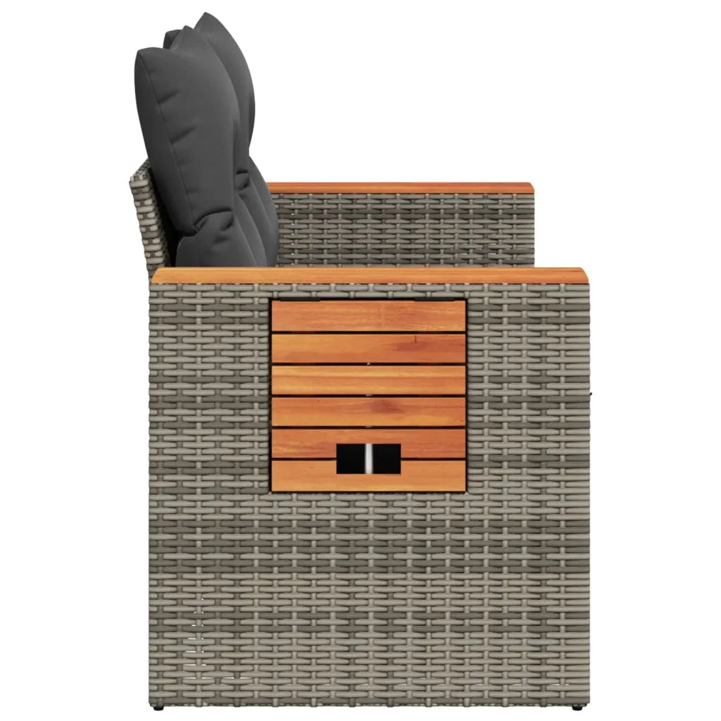Divano da Giardino con Cuscini 2 Posti-Sofa da Giardino-Divano da esterno Grigio in Polyrattan 117379