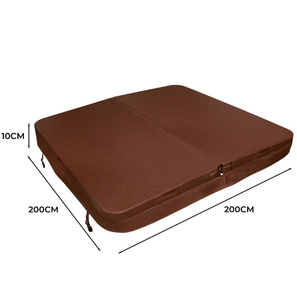 Copertura per vasca idromassaggio Coperchio Spa 2 x 2 m quadrato Marrone Hard Top Resistente alle intemperie PVC in Pelle