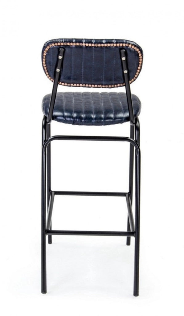 Sgabello Bar Debbie Blu Vintage Imbottito in Similpelle
