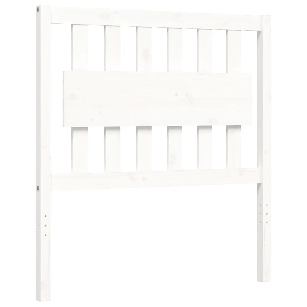 Giroletto con Testiera-Struttura Letto con testiera Bianco Single in Legno Massello 117774
