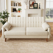 Divano 2 posti 161,5x79 cm beige in chenille, con tasche laterali
