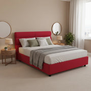 Letto Matrimoniale Briatico, Letto Matrimoniale Materasso Incluso Made in Italy, Rosso