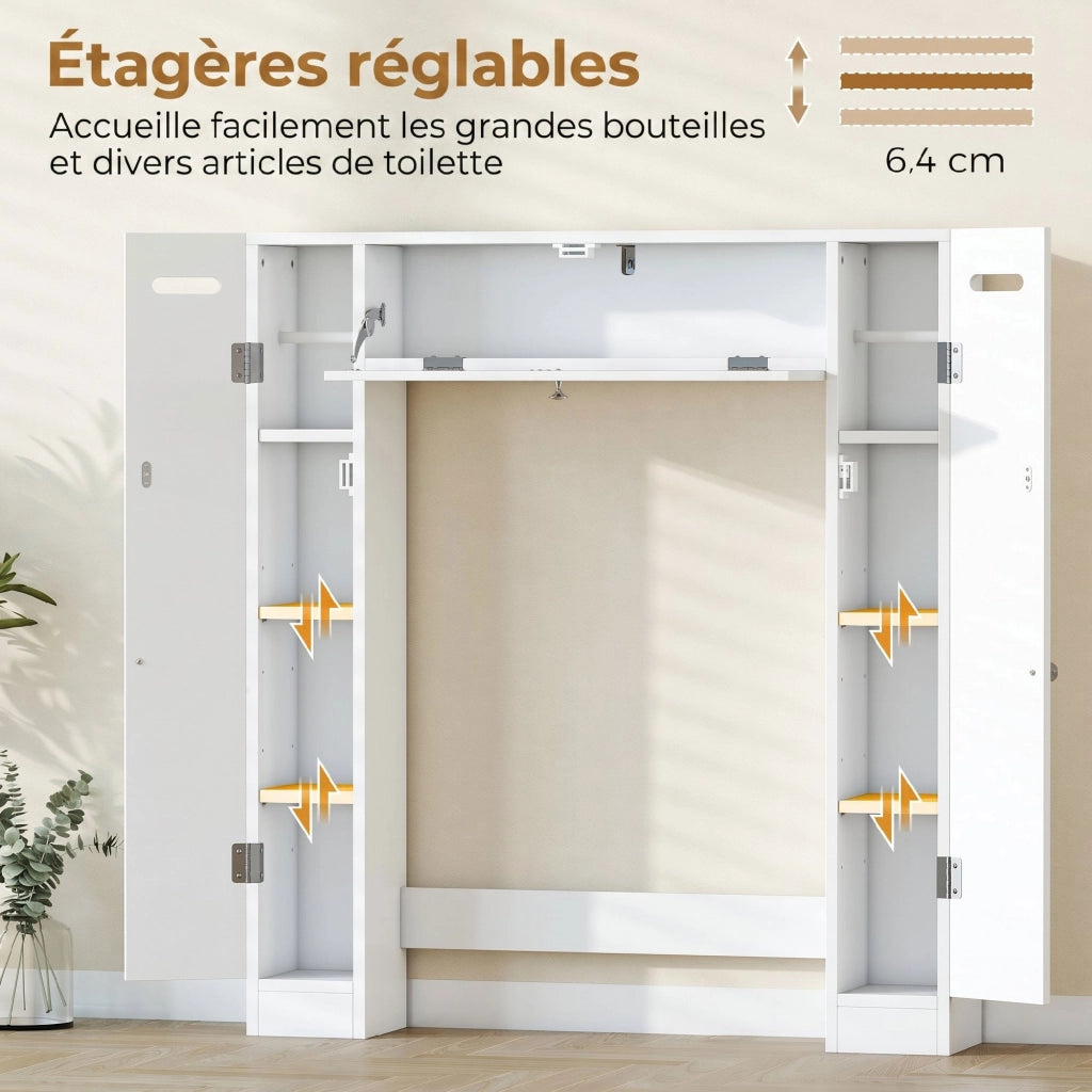 Mobile WC con 2 ante, cassetto, porta rotoli e ripiani regolabili ¨C zephmum ¨C bianco
