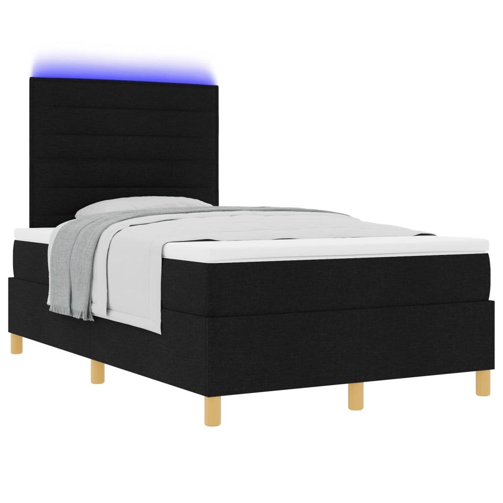 Letto Box Spring con Materasso & LED Nero 120x200 cm Tessuto