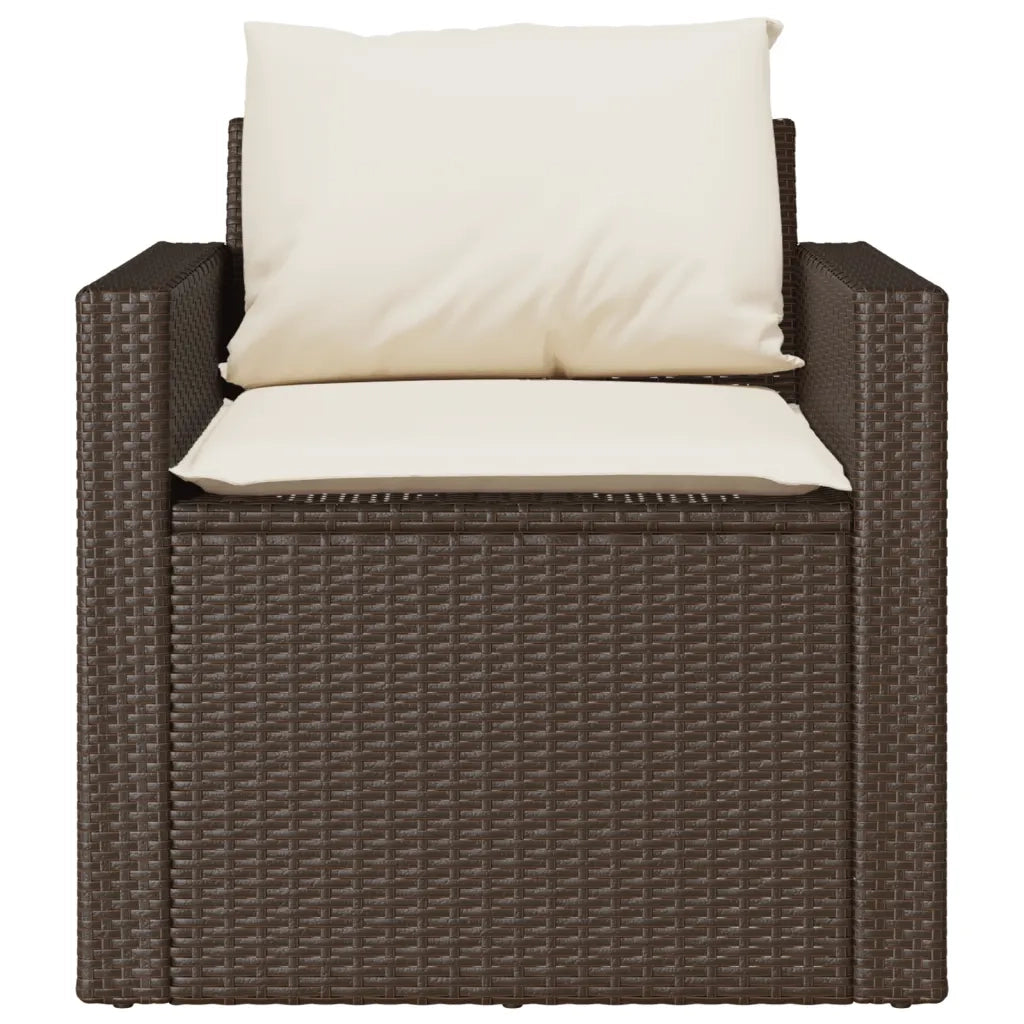 Set Divano da Giardino 4 pz con Cuscini Marrone in Polyrattan 366360