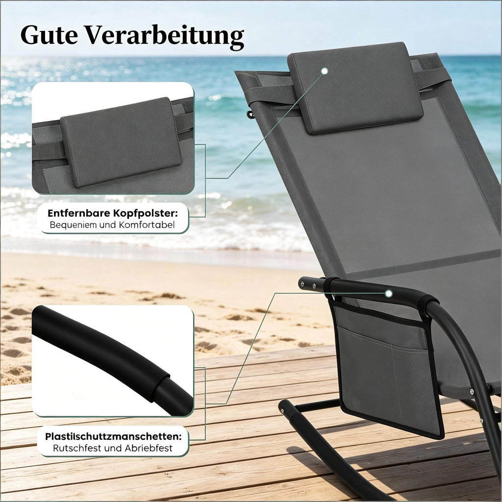 SEDIA A DONDOLO DA ESTERNO 152x83x62 cm METALLO E POLIESTERE GRIGIO