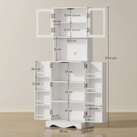 Mobile Dispensa Cucina 60x39,5x179,6 cm con 2 Armadietti e 8 Ripiani in Legno e Acrilico Bianco