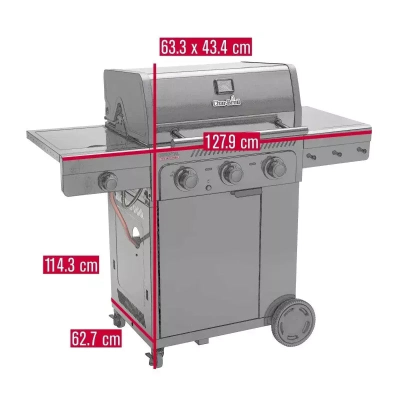 Barbecue a gas Char-Broil Essential 3 G con 3 bruciatori. griglie in ghisa