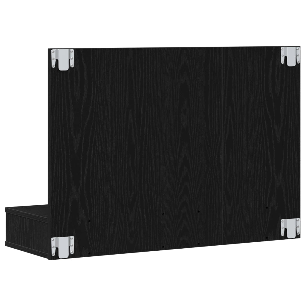 Armadio Specchio LED  in Rovere Nero - 90x31,5x62 cm