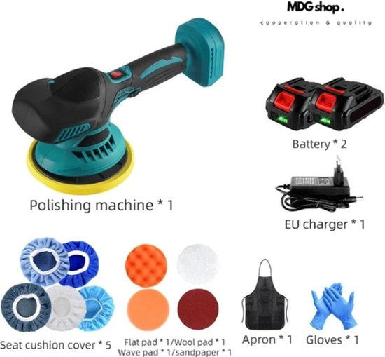 Macchina di pulizia auto - Macchina di pulizia auto a batteria - Senza fili - 6 marce - 2 batterie
