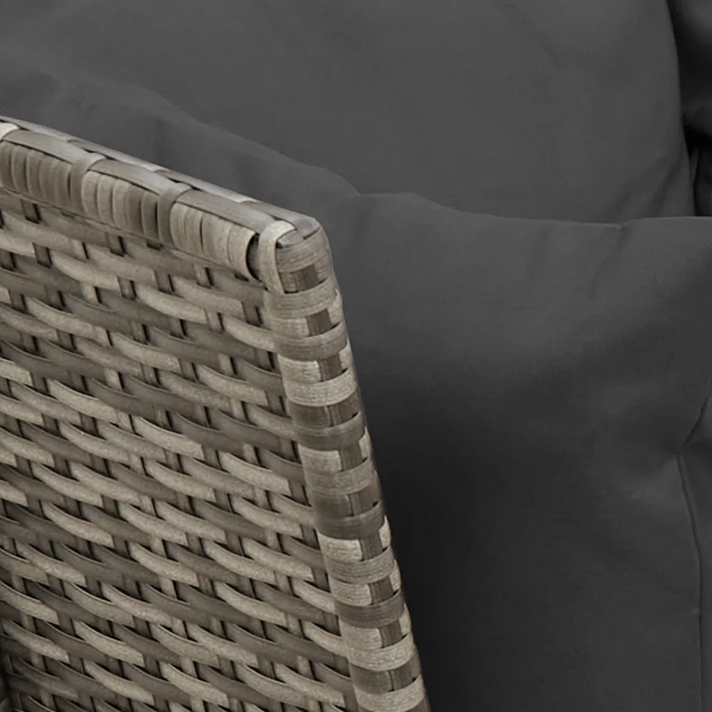 Divano da Giardino con Cuscini in Polyrattan Grigio