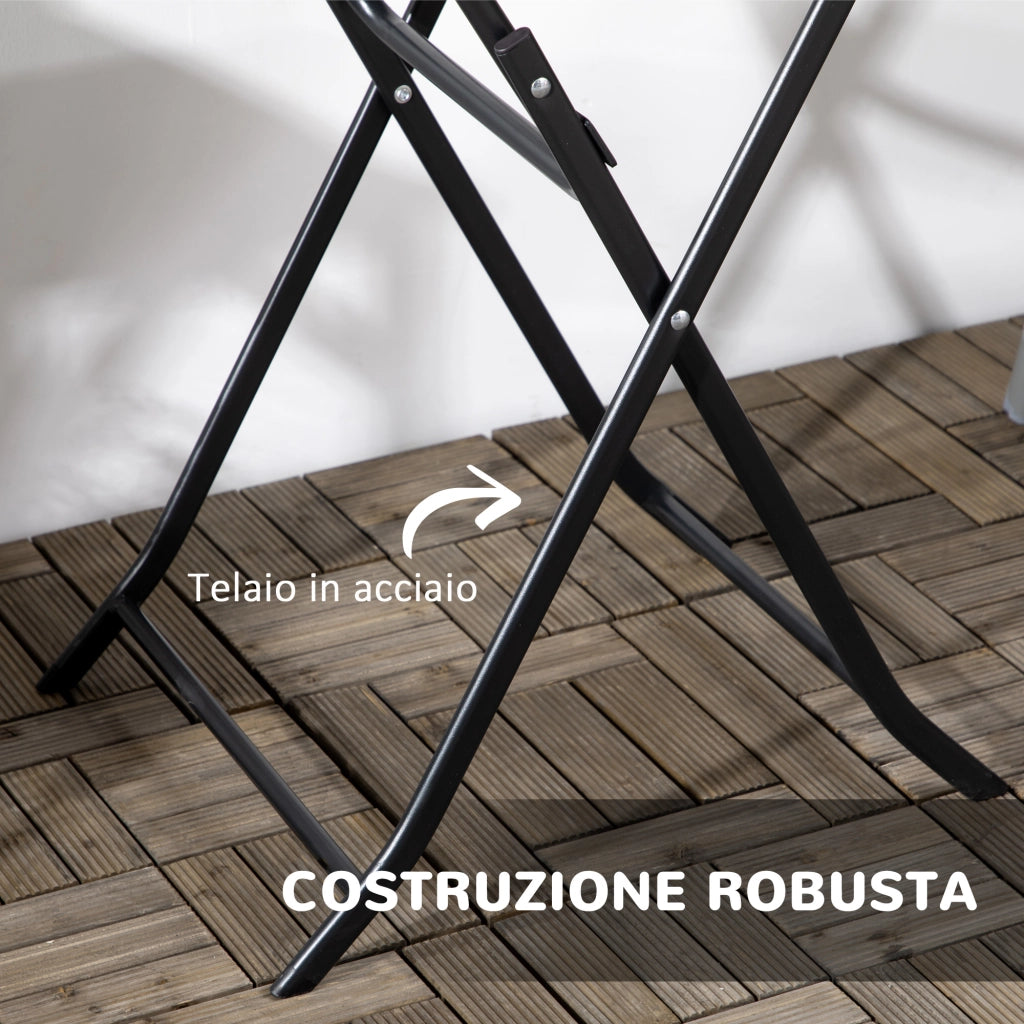 Tavolo da Giardino Rotondo e Pieghevole in Acciaio e HDPE, ?60x73 cm, Grigio Scuro