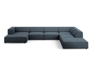 Cosmopolitan Design - Divano panoramico destro "Arendal" 7 posti in ciniglia blu reale 