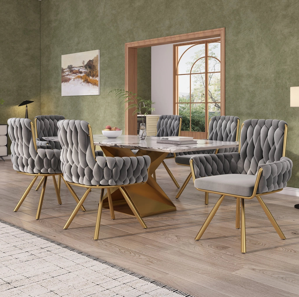 Set di 2 sedie da pranzo girevoli in velluto grigio