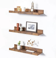Set di pannelli da parete in legno levigato da 3 pezzi in bianco con maniglie in legno marrone