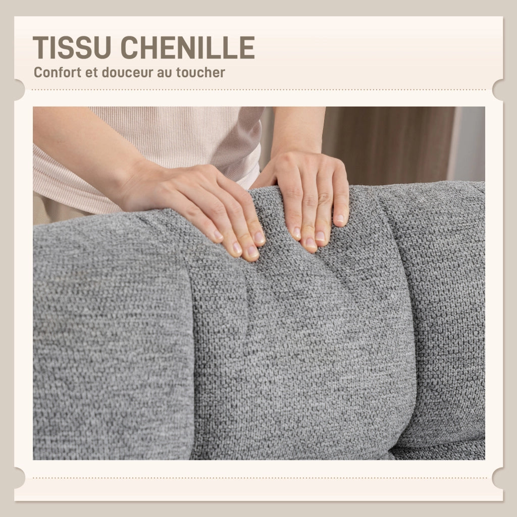 Poltrona girevole senza braccioli ¨C zephmum ¨C Tessuto chenille grigio 75x95x90