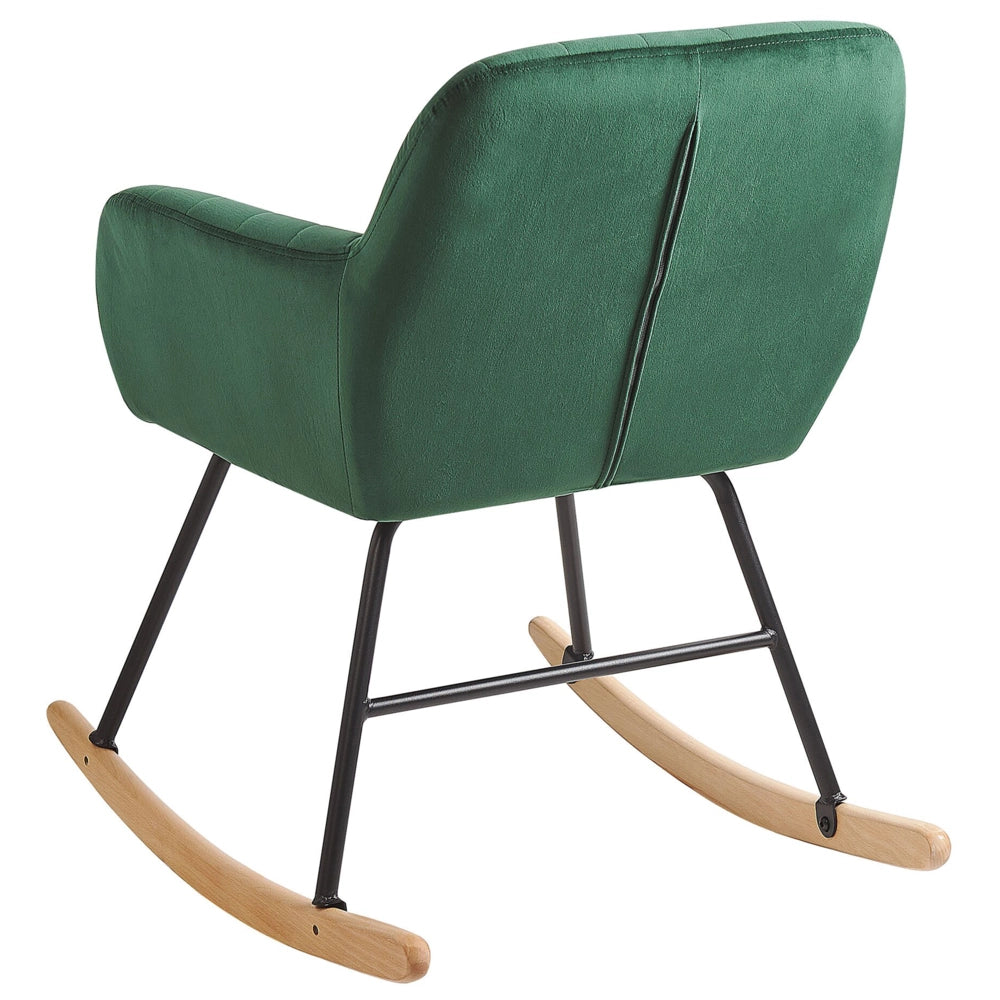 Sedia A Dondolo Velluto Verde Gambe In Metallo Pattini In Legno Moderni