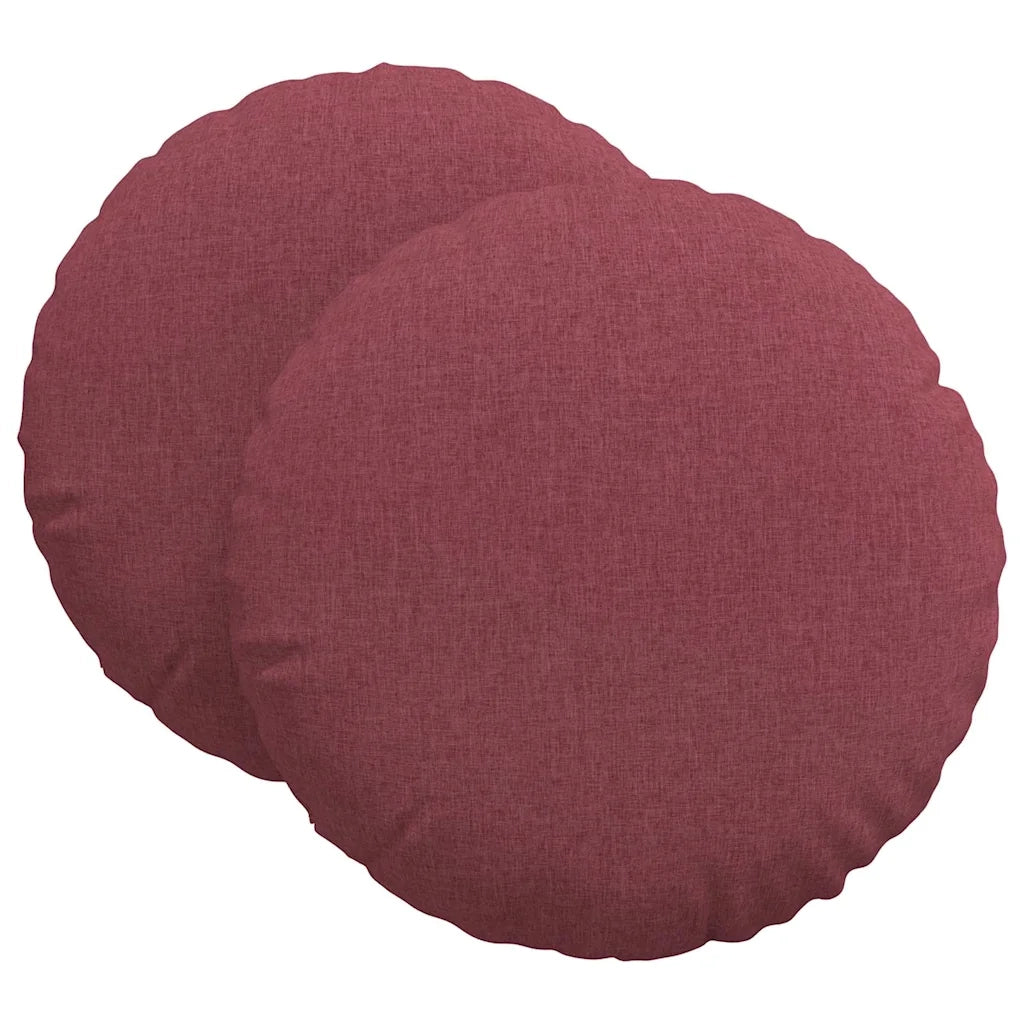 Cuscini per Seduta 2 pcs Rosso Vino Ø60 x 21 cm Tessuto