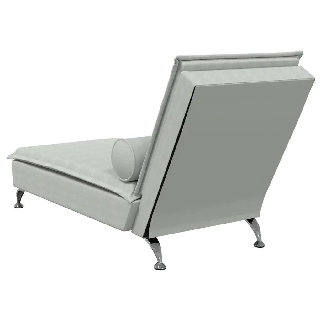 Chaise Longue Massaggi Cuscino a Rullo Grigio Chiaro in Velluto CFW3377138