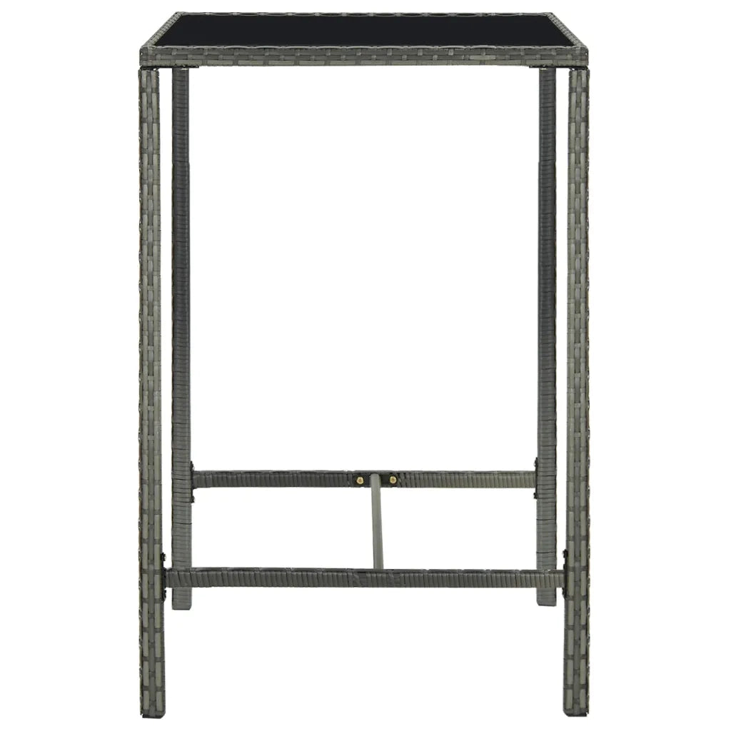 Tavolo da Bar da Giardino Grigio 70x70x110 cm Polyrattan Vetro cod mxl 34106