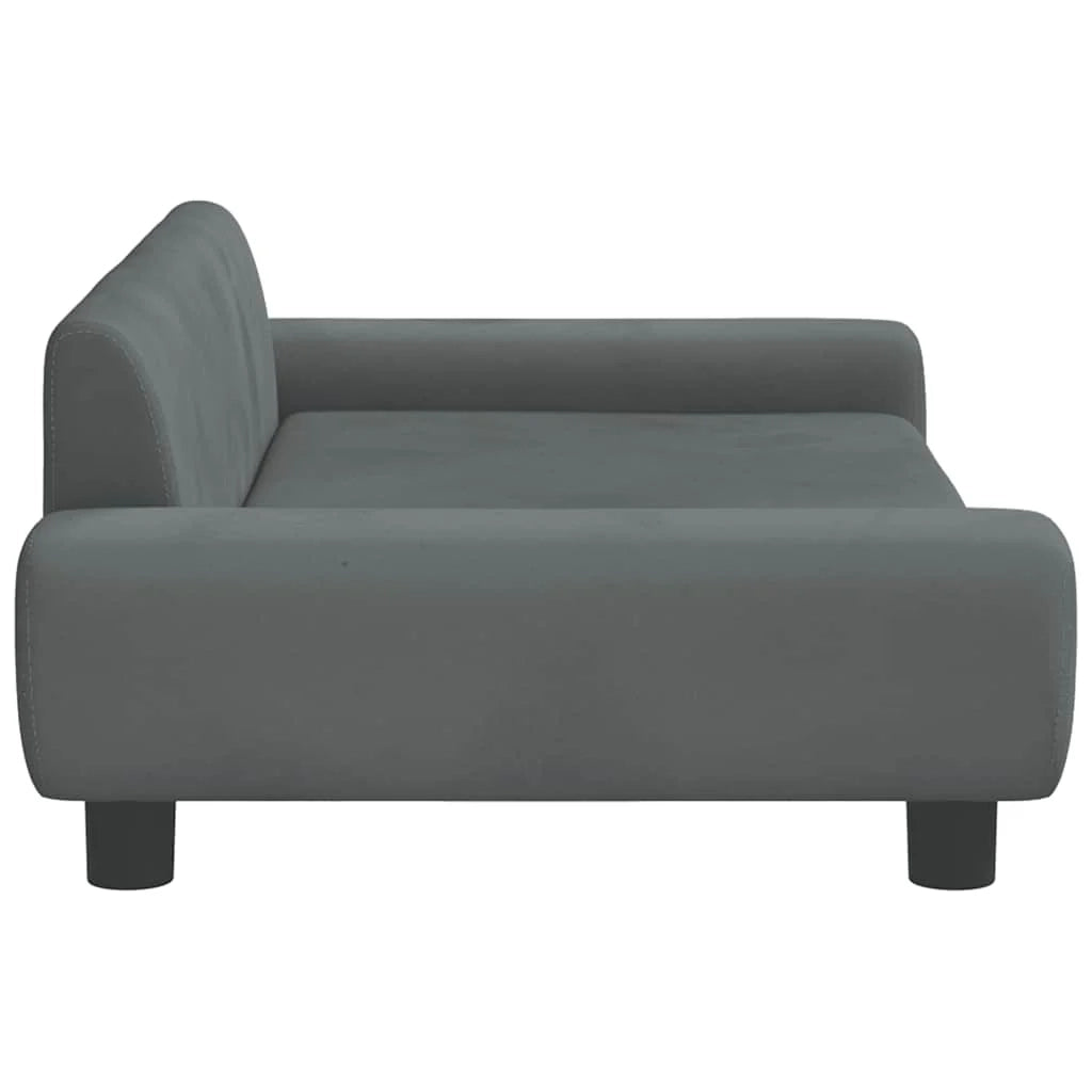 Cuccia per cani comoda cesta da divano velluto grigio scuro 100 x 54 x 33 cm 02_0043156