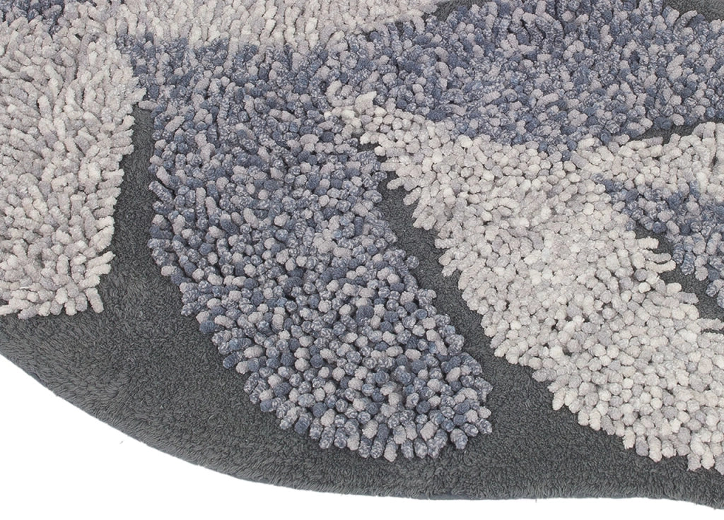 Tappeto A Foglia Casa Bagno Cotone Spugna Morbida Antiscivolo Leaf Grigio