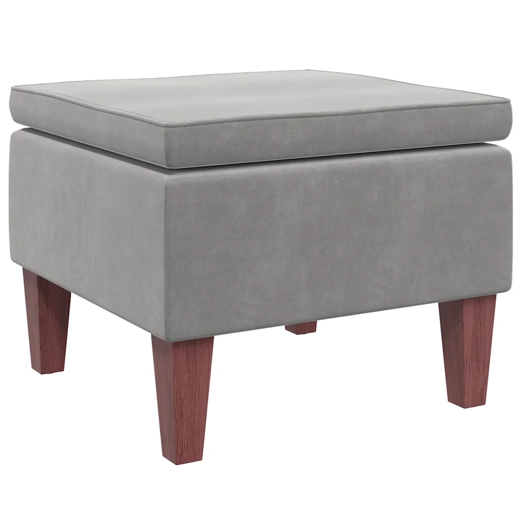 Poggiapiedi con Gambe in Legno Grigio Chiaro in Velluto 329457