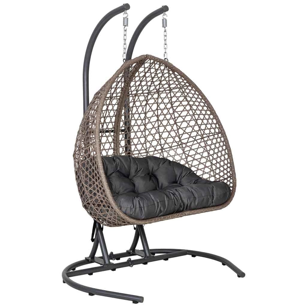 Poltrona sospesa a due posti in alluminio marrone, 133x110x202 cm