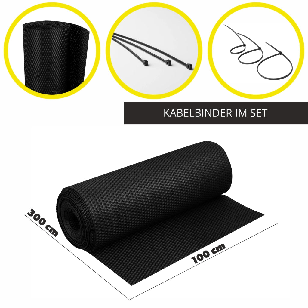 Telo di copertura per balcone in tecnorattan KADAX 1x3M, tappeto nero per balcone, terrazza e recinzione, di alta qualità.