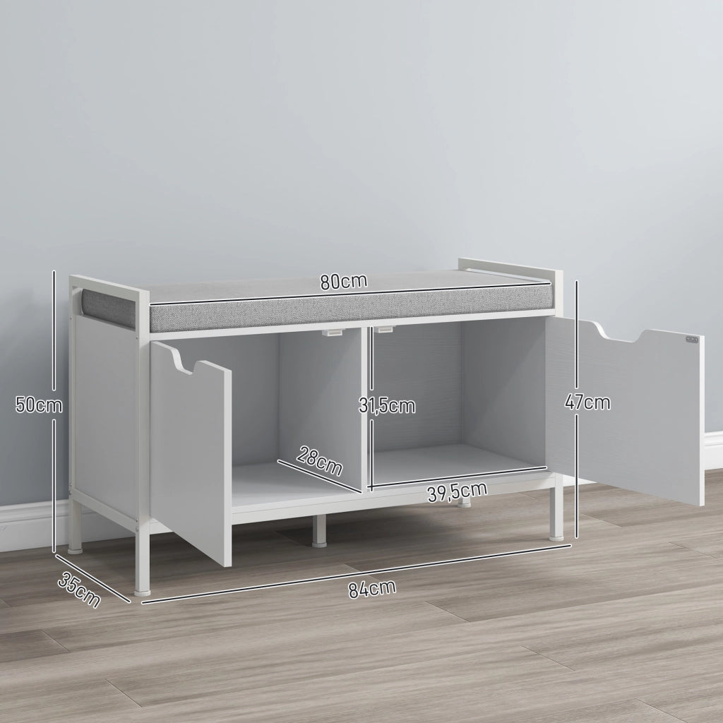 Scarpiera con panca e cuscino ¨C zephmum ¨C bianco 84x35x50 cm
