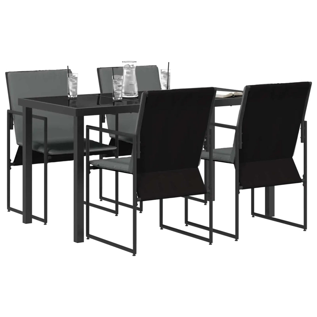 Set da Pranzo per Giardino 5 pcs Nero e antracite
