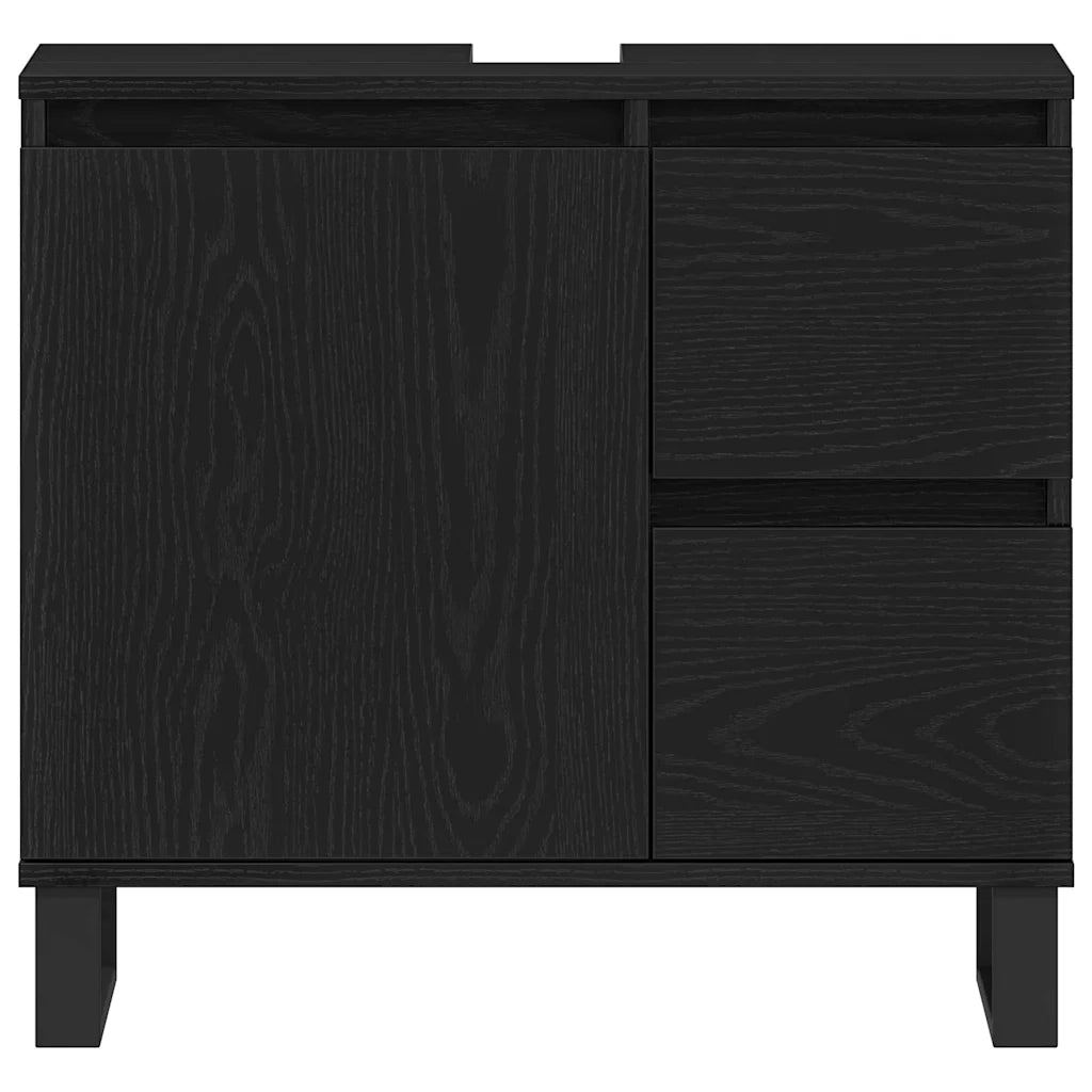 Armadio per Lavabo da Bagno Rovere Nero 65 x 33 x 60 cm 862892