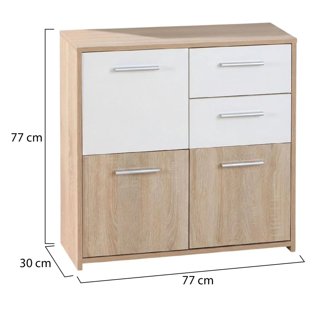 Madia Piglio, Credenza 2 Cassetti, 77x30x77h cm Bianco