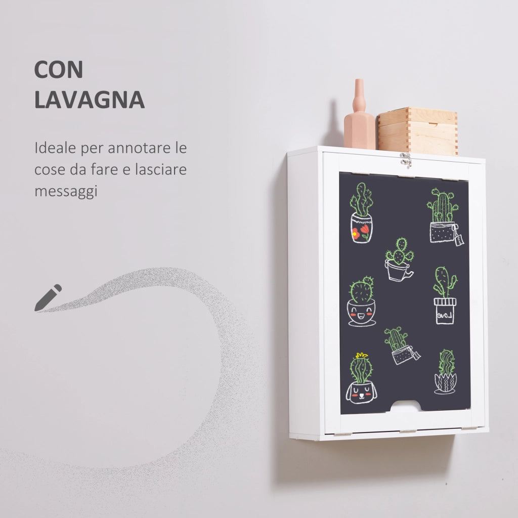Tavolo Pieghevole a Muro con Lavagna ¨C Zephmum ¨C Bianco e Nero, 60x94.5x147cm