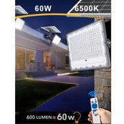 Trade Shop - Faro Led Solare 60w Crepuscolare Pannello Energia Solare Telecomando Ip65 Sl-60w -