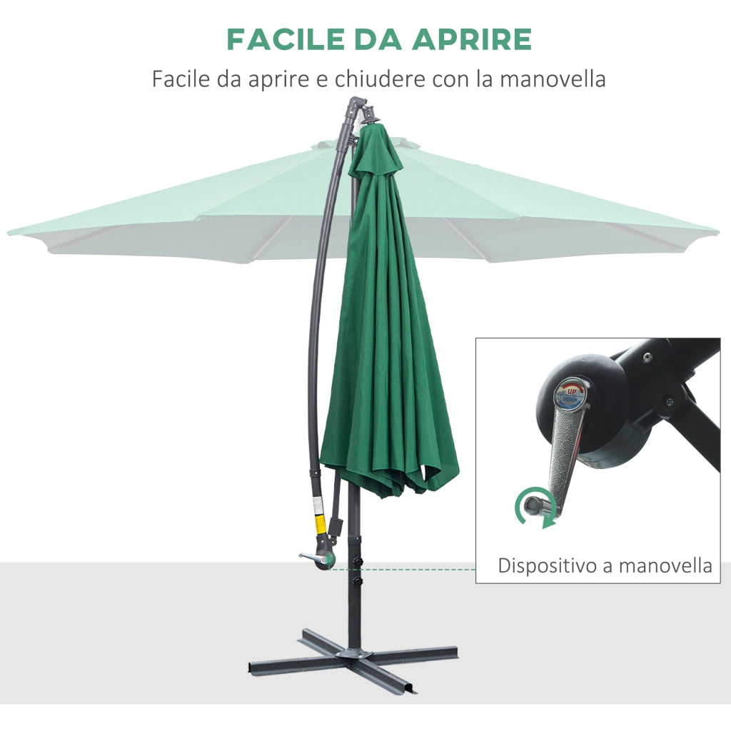 Ombrellone da Giardino Inclinabile con Base a Croce ¨C zephmum ¨C Acciaio Poliestere 3x2.5 m