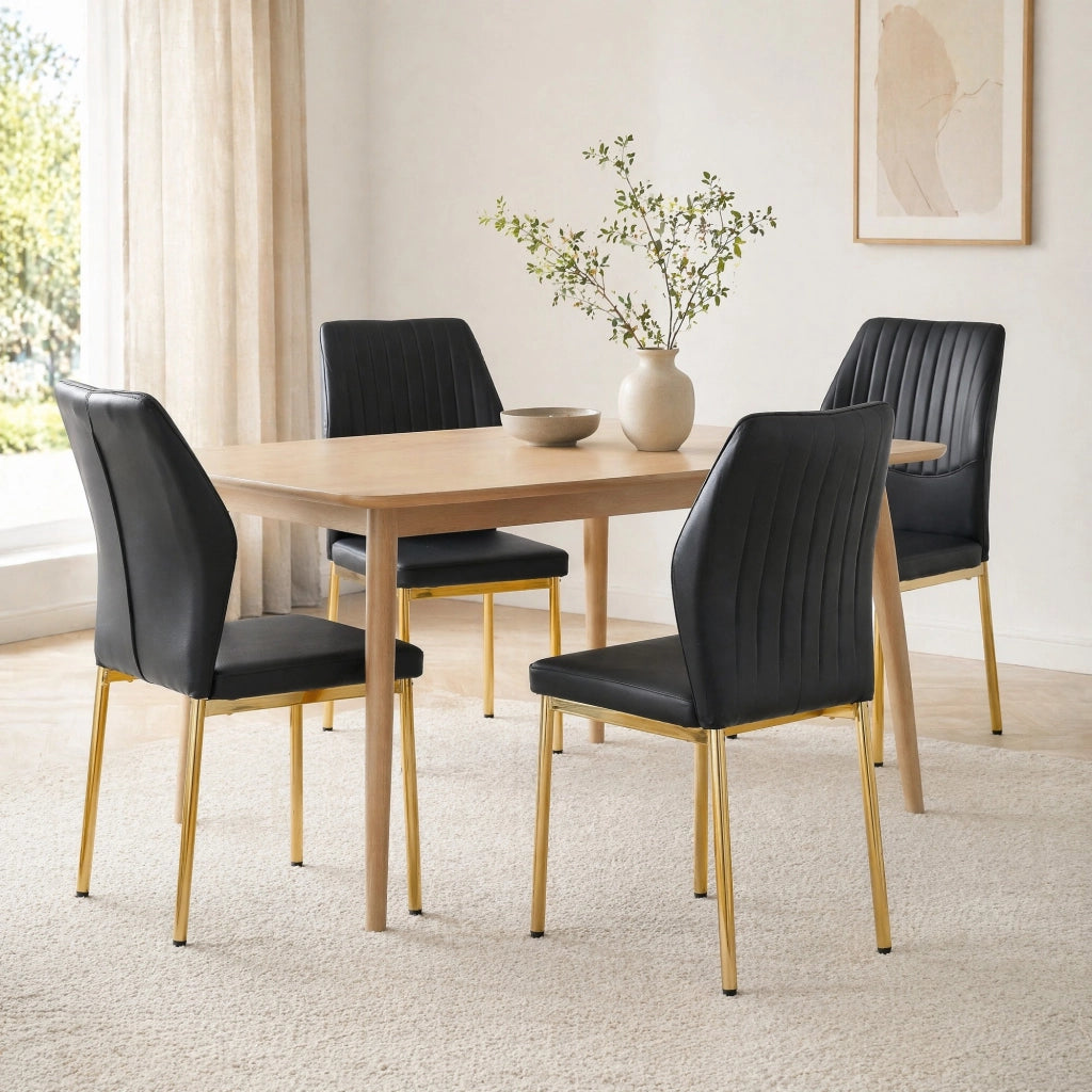 SEDIA da pranzo Set da 4 pezzi 93 cm PU Nero/Oro