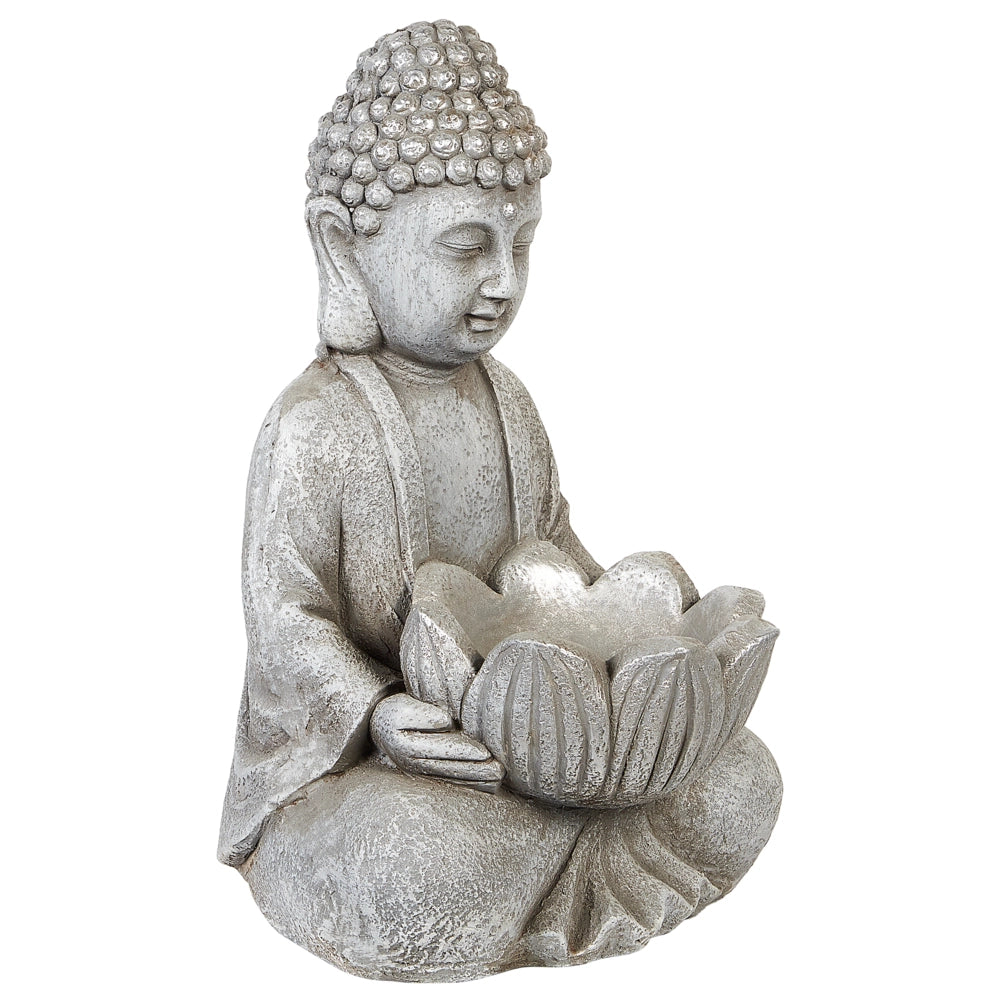 Figura decorativa Grigio MgO 44 cm Pezzo d'accento Budda Decorazione per interni esterni Soggiorno
