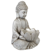 Figura decorativa Grigio MgO 44 cm Pezzo d'accento Budda Decorazione per interni esterni Soggiorno