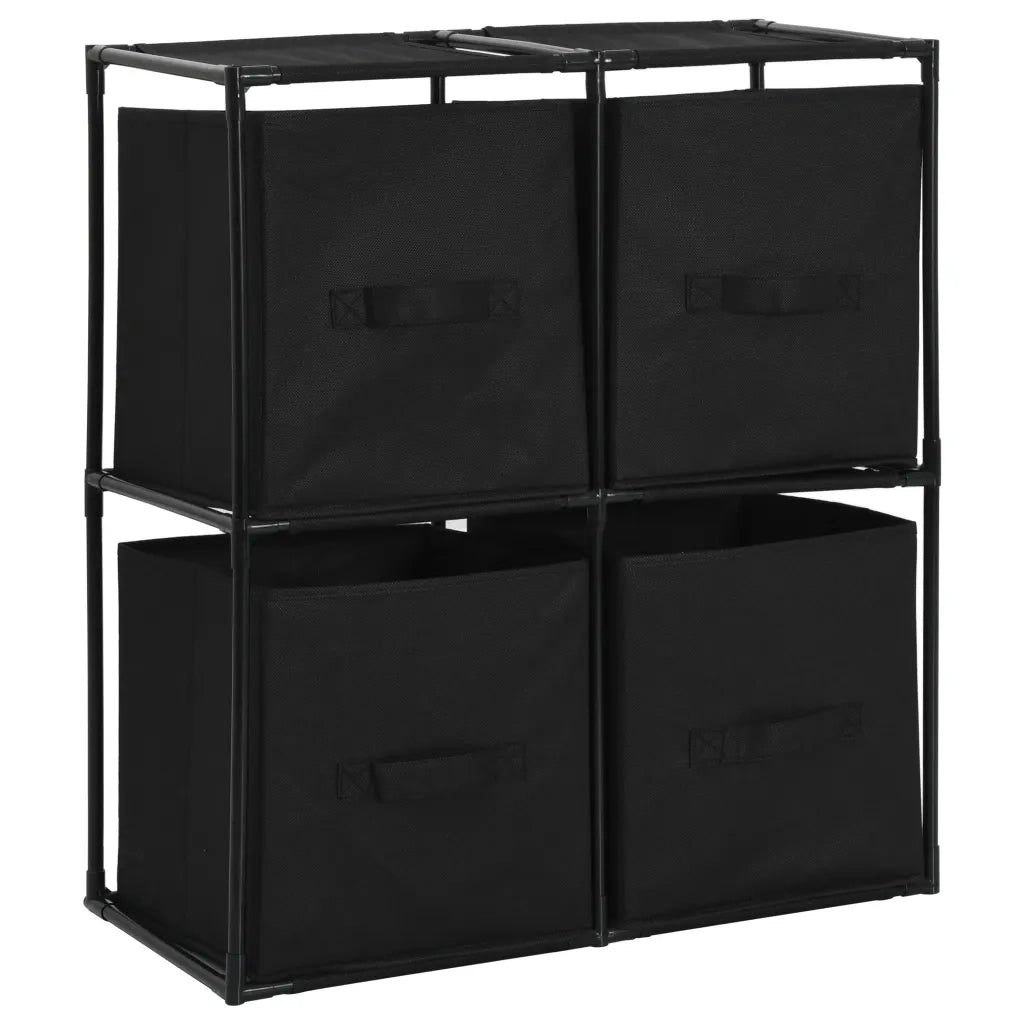 Armadietto con 4 Cesti in Tessuto Nero 63x30x71 cm Acciaio 282462