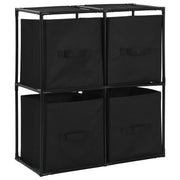 Armadietto con 4 Cesti in Tessuto Nero 63x30x71 cm Acciaio 282462