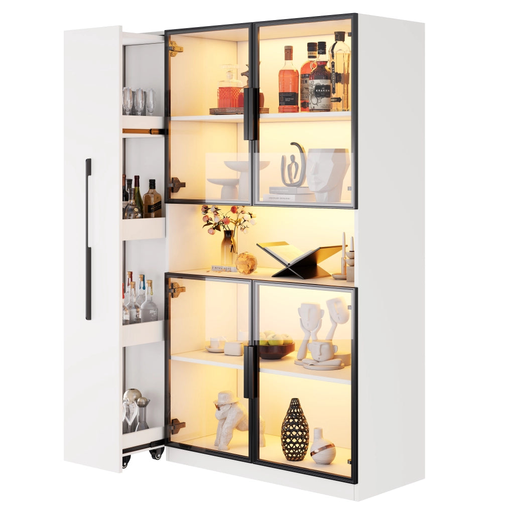 VETRINA 110x35x160 cm Bianca in MDF con illuminazione LED a colori