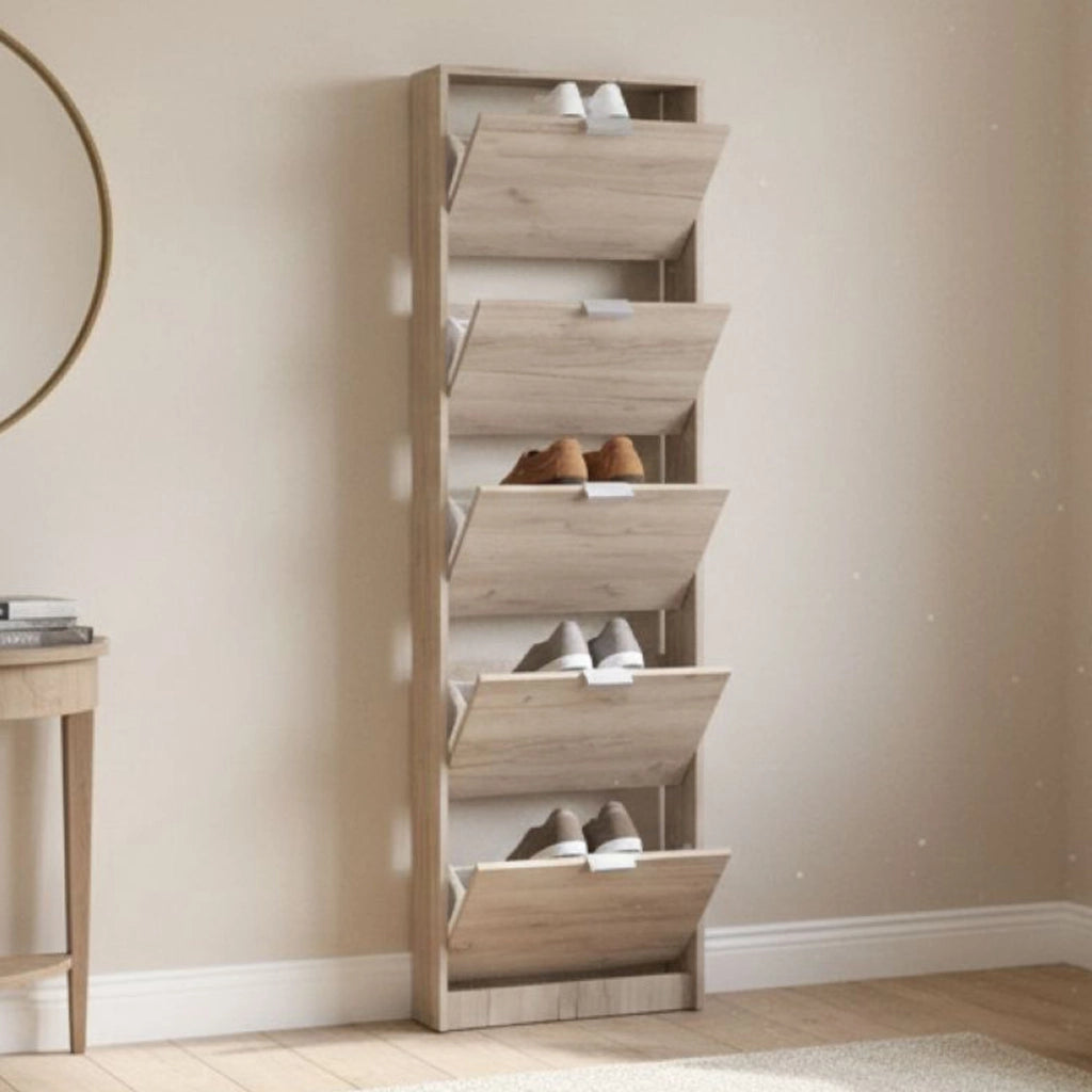 Mobile Portascarpe Capriolo, Scarpiera un Ripiano, 58x18x191.5h cm Marrone Rovere Scuro