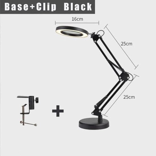 Lampada a LED con ingrandimento 8x con chiodo e piede - 3 modalità di colore con touch - ingranditore per lettura, fai da te e hobby