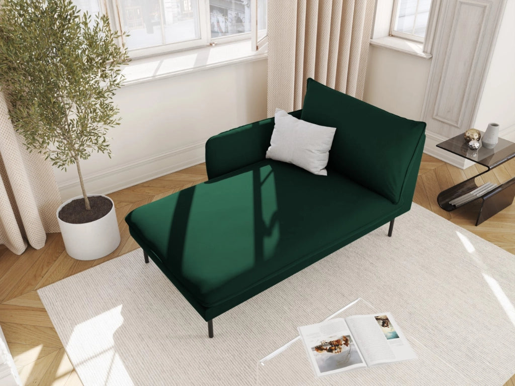 Cosmopolitan Design - Chaise longue sinistra "Vienna" in velluto verde bottiglia 